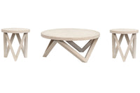 Magnussen Home Bostwick Coconut Cream Round Cocktail Table With 2 End Table