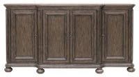 Pulaski Saddle Creek Timber Brown Extendable Leg Dining Table With 8 Upholstered Arm Chairs And Server