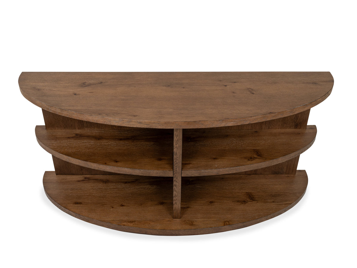 Magnussen Home Oswald Brown Round Cocktail Table With 2 End Tables And Sofa Table