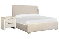 Magnussen Home Lorelei Misty Cloud King Upholstered Sleigh Bed With Nightstand