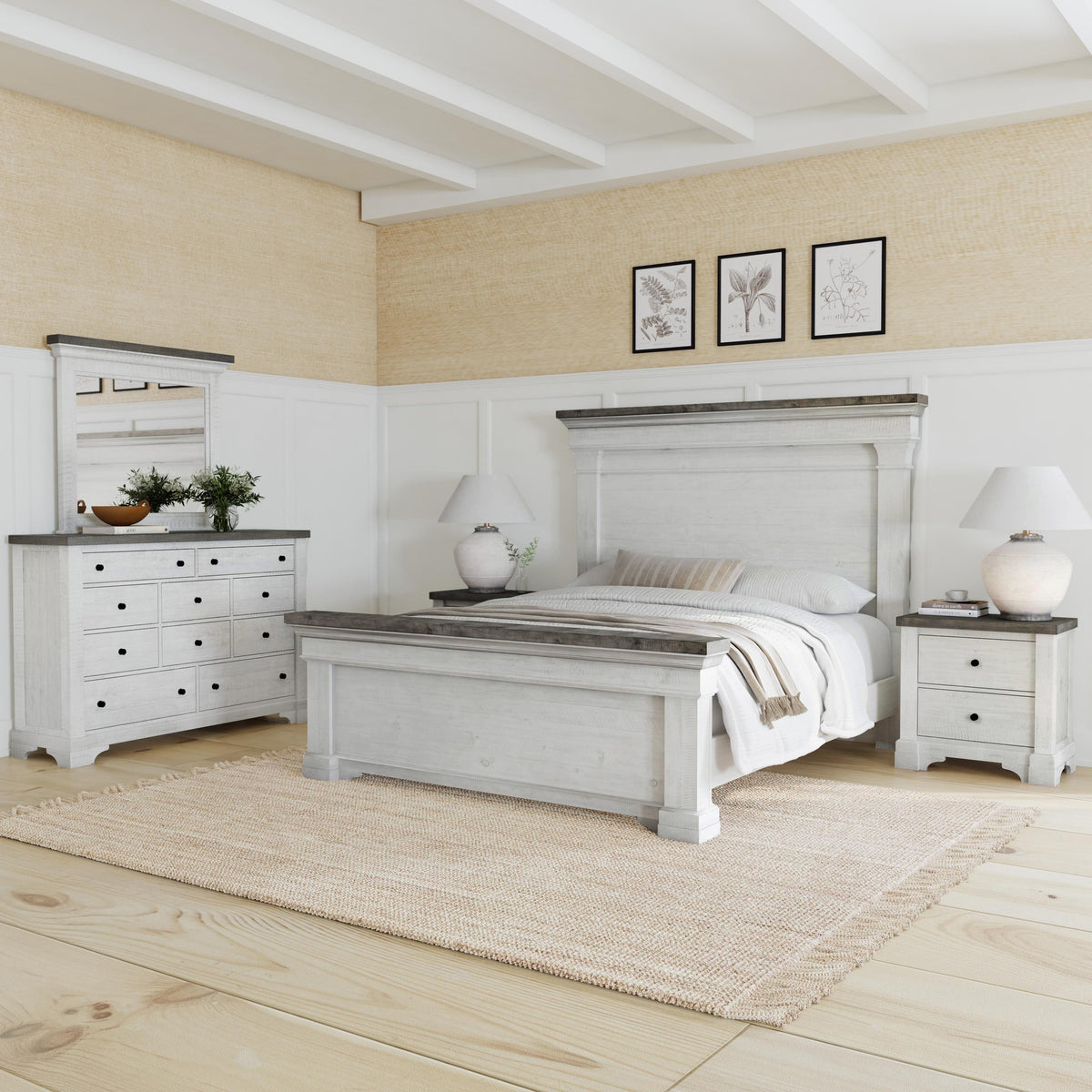 Samuel Lawrence Valley Ridge Distressed White 2 Drawer Nightstand