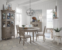 Magnussen Home Lancaster Dovetail Grey Extendable Round Dining Table With 4 Side Chairs