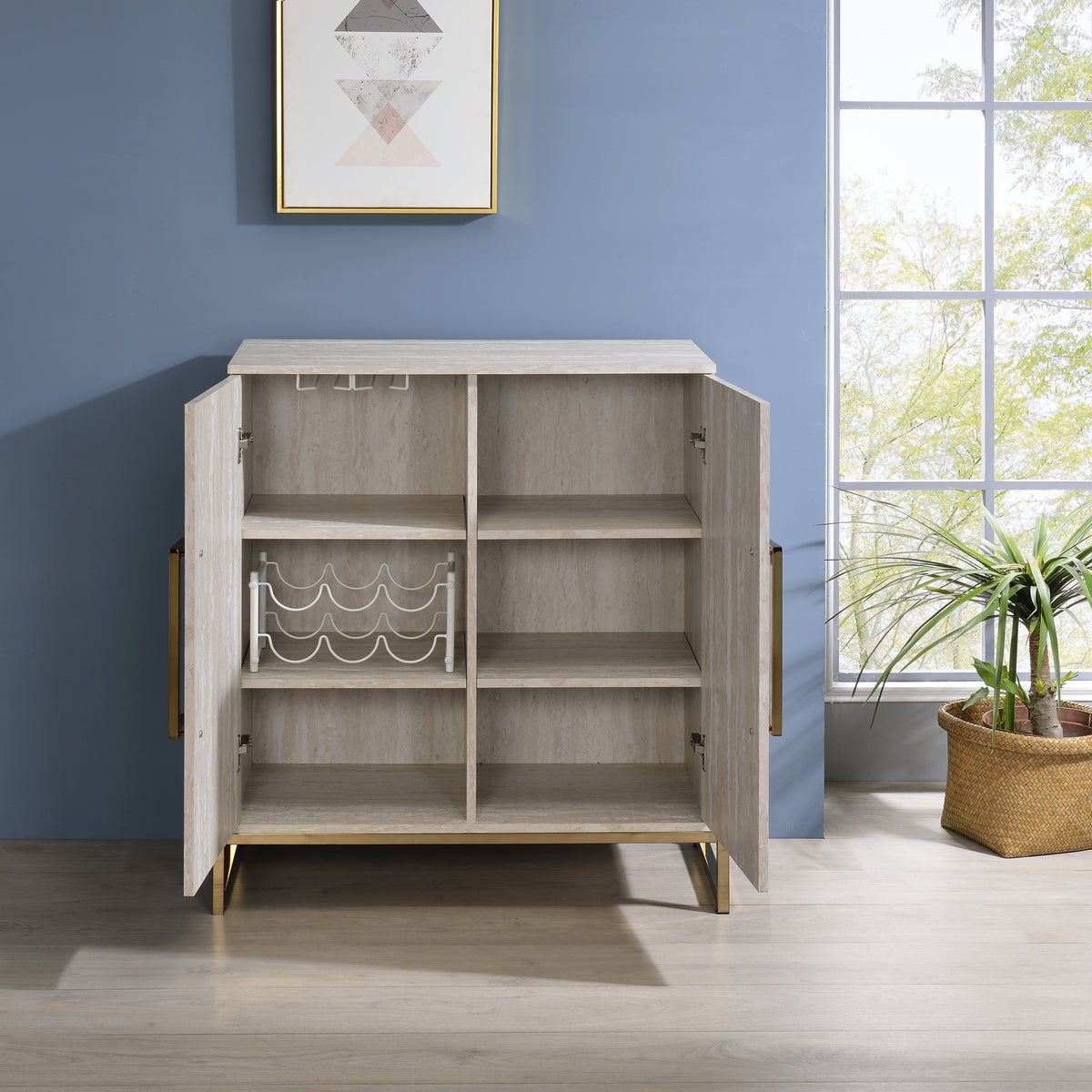 Larkin Faux Marble Wine Cabinet