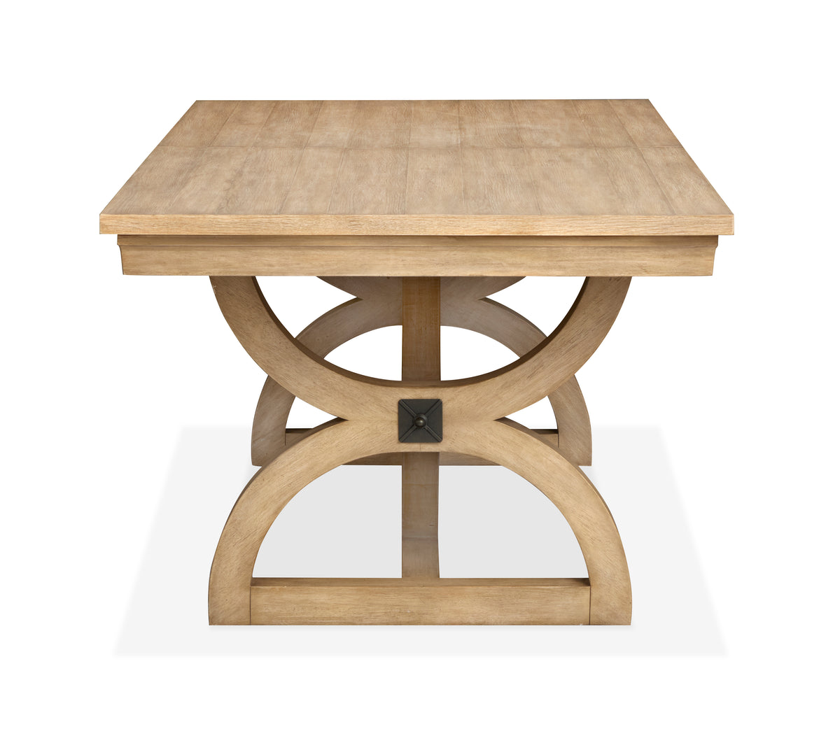 Magnussen Home Coventry Honey Maple Extendable Trestle Dining Table With 6 Upholstered Side Chairs