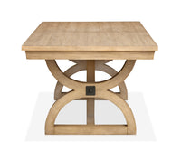 Magnussen Home Coventry Honey Maple Extendable Trestle Dining Table With 6 Upholstered Side Chairs
