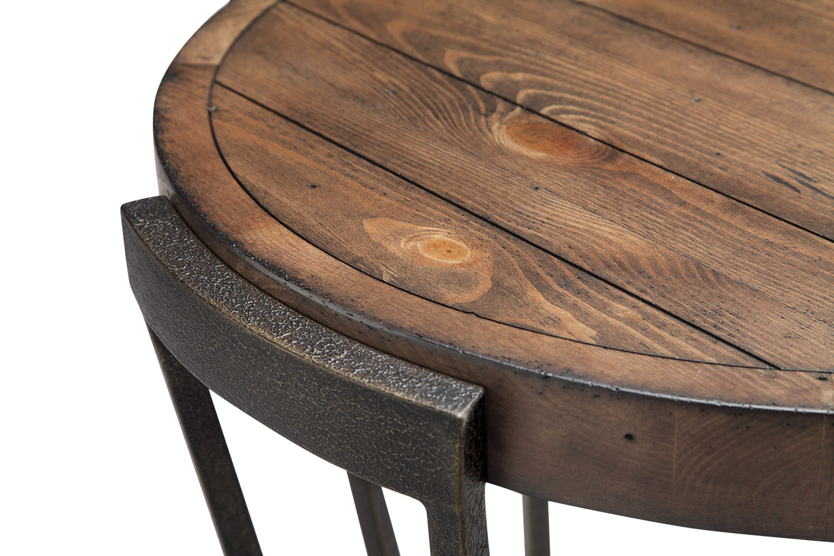 Magnussen Home Yukon Bourbon And Aged Iron Demilune Sofa Table