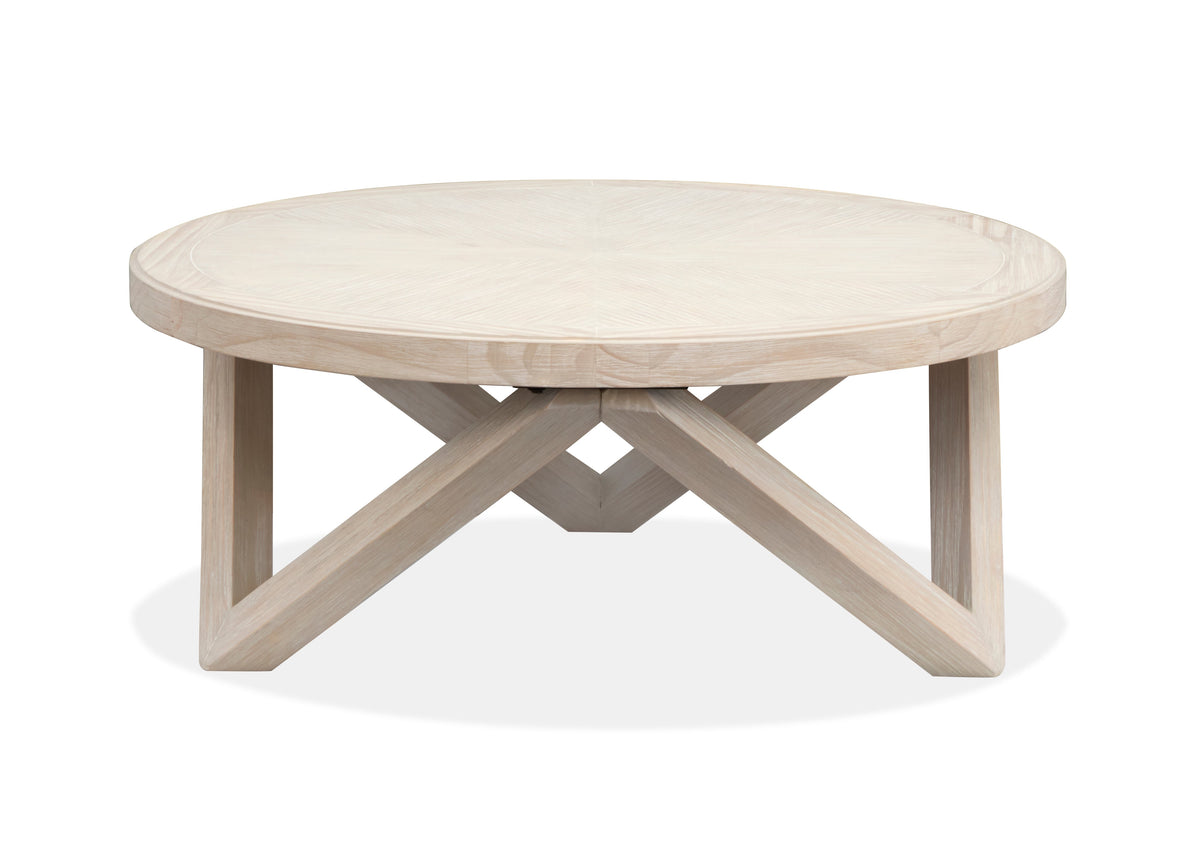 Magnussen Home Bostwick Coconut Cream Round Cocktail Table With 2 End Table