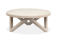 Magnussen Home Bostwick Coconut Cream Round Cocktail Table With 2 End Table