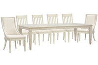 Magnussen Home Newport Alabaster Extendable Rectangular Dining Table With 4 Side Chairs And 2 Arm Chairs