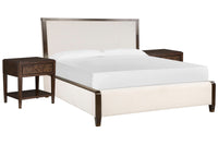 Magnussen Home Rowan Espresso King Upholstered Panel Bed With 2 Open Nightstands