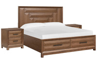 Magnussen Home Callisto Bourbon Brown King Panel Storage Bed With 2 Nightstands