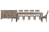 Magnussen Home Lancaster Dovetail Grey Extendable Rectangular Dining Table With 4 Side Chairs 2 Arm Chairs And Buffet