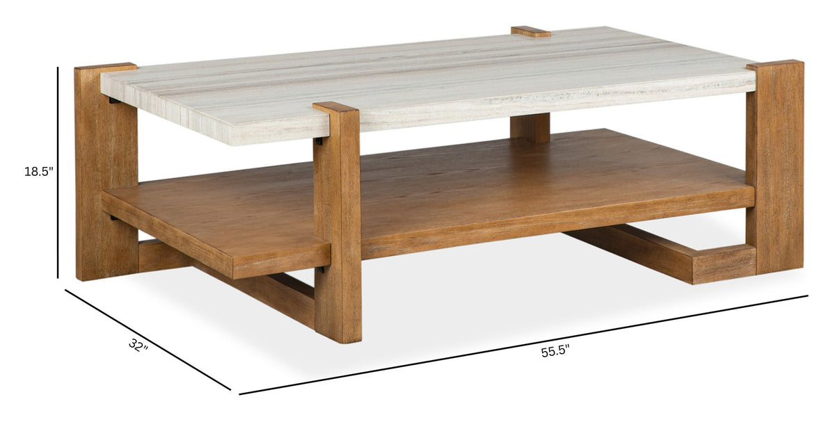 Magnussen Home Carrington Honey Wheat Rectangular Cocktail Table With End Table