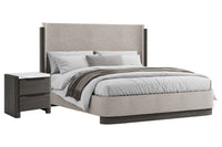 Magnussen Home Keaton Black Queen Upholstered Panel Bed With Nightstand