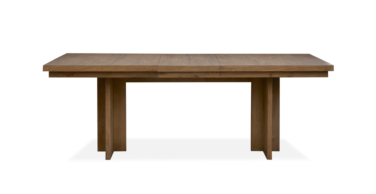 Magnussen Home Marcel Harvest Brown Extendable Trestle Dining Table With 2 Benches And Buffet