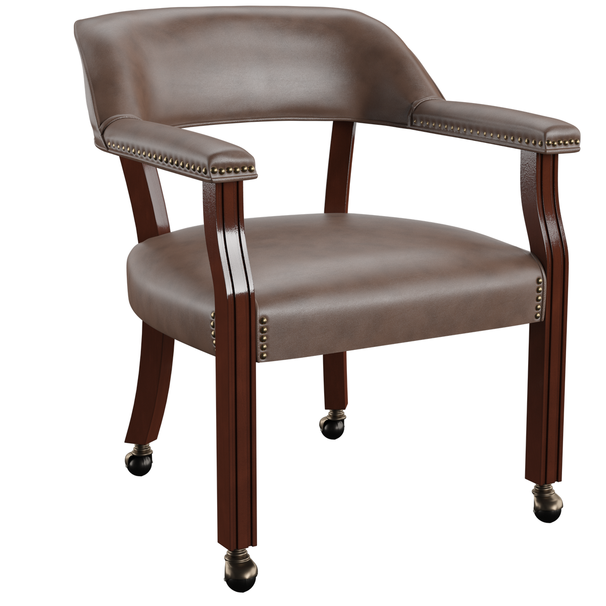 Tournament Arm Chair w/Casters, Brown