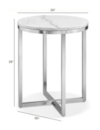 Magnussen Home Esme White Marble And Brushed Nickel Rectangular Cocktail Table With 2 Round End Table And Sofa Table