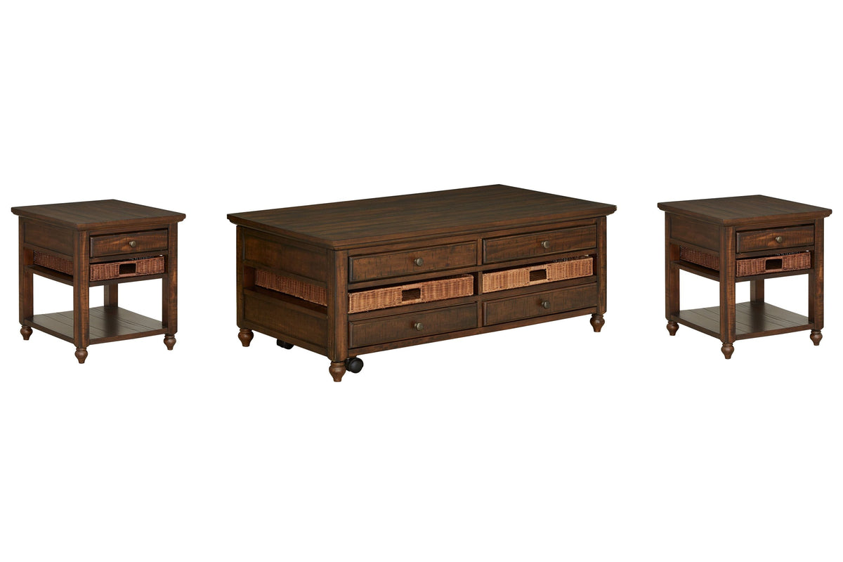 Magnussen Home Cottage Lane Coffee Rectangular Lift Top Cocktail Table With 2 End Table