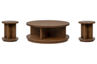 Magnussen Home Oswald Brown Round Cocktail Table With 2 End Tables
