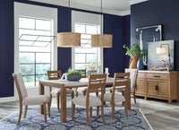 Magnussen Home Plum Creek Sierra Brown Rectangular Dining Table With 6 Upholstered Side Chairs And Server