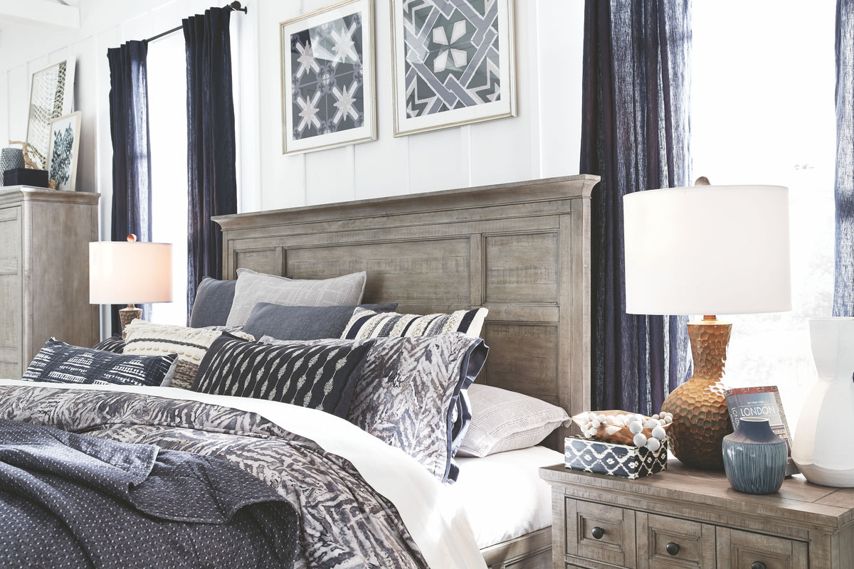 Magnussen Home Paxton Place Dovetail Grey Queen Panel Storage Bed
