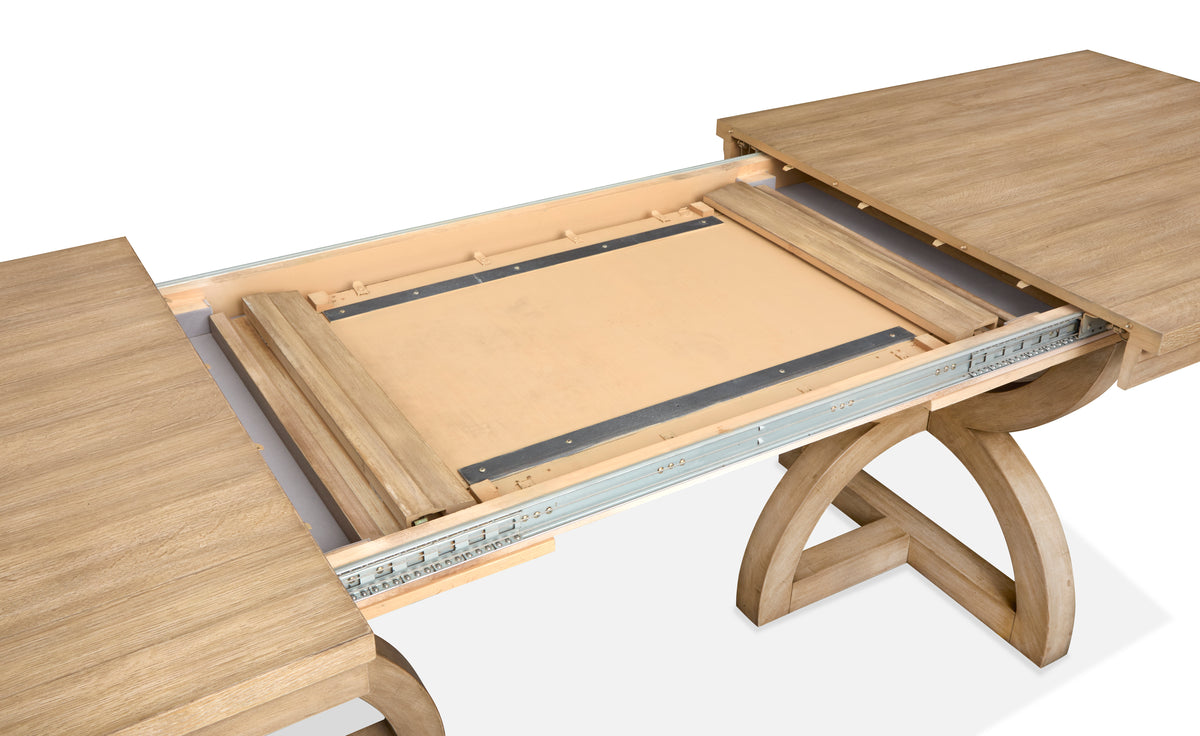 Magnussen Home Coventry Honey Maple Extendable Trestle Dining Table With 4 Side Chairs And Buffet