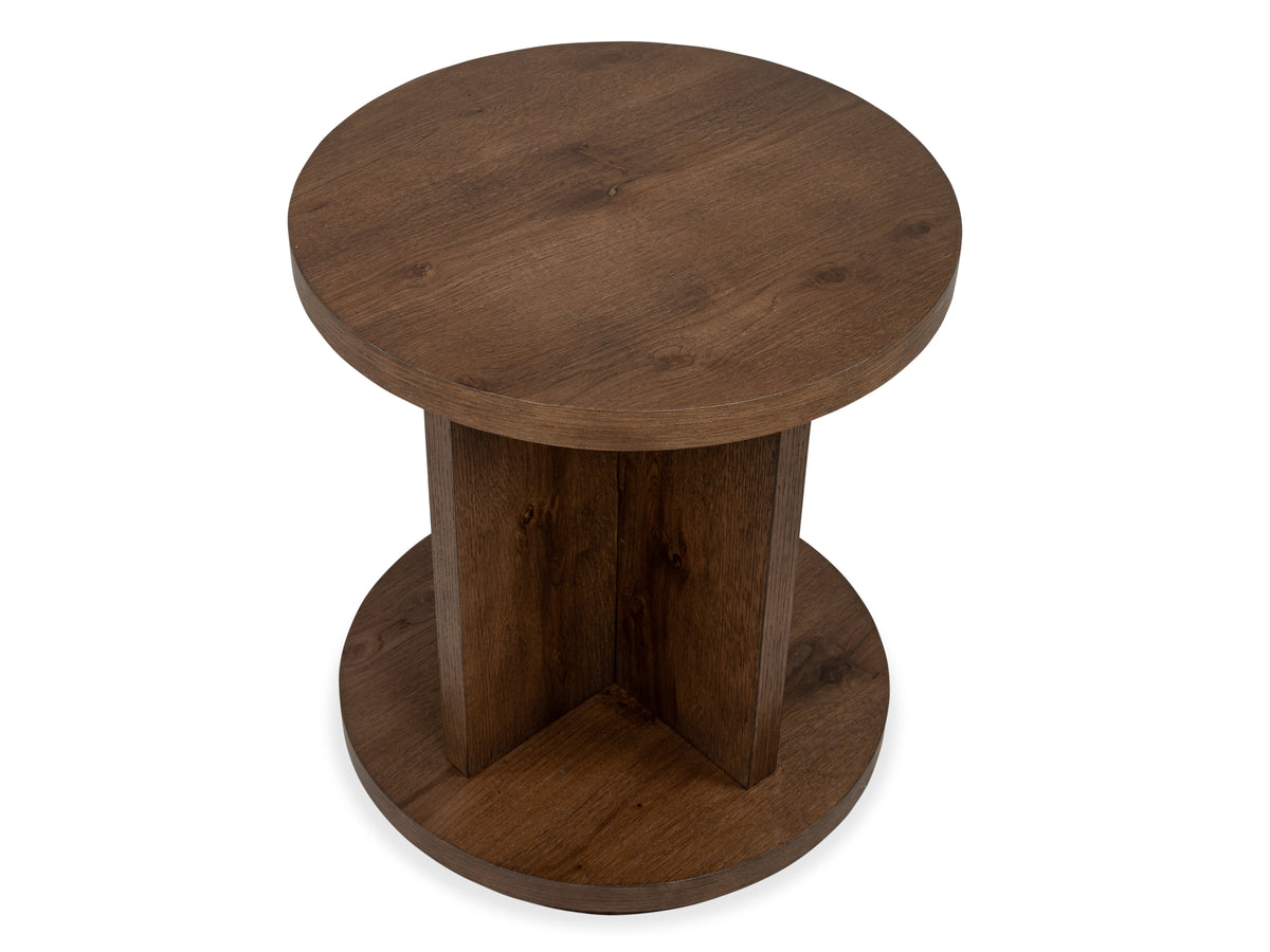 Magnussen Home Oswald Brown Round Cocktail Table With 2 End Tables