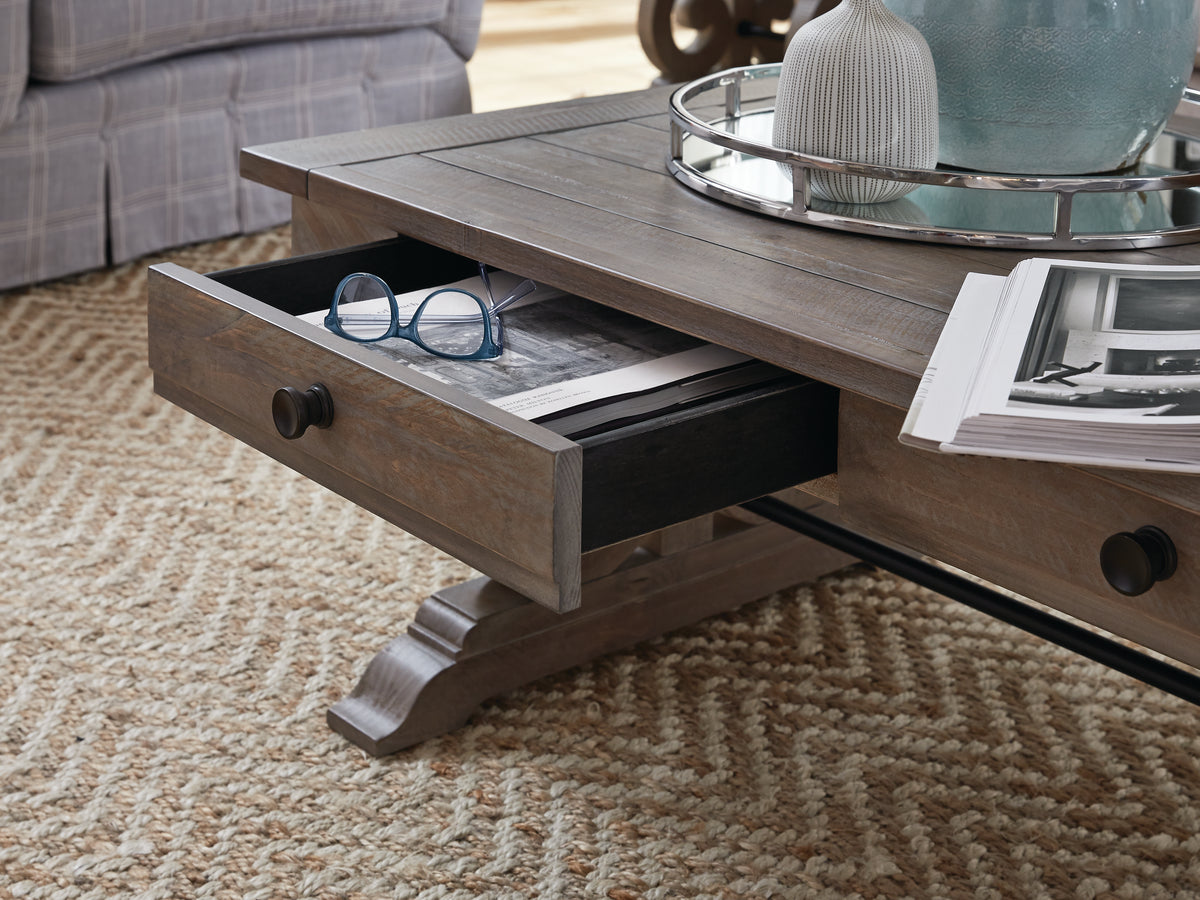 Magnussen Home Tinley Park Dove Tail Grey Rectangular Cocktail Table