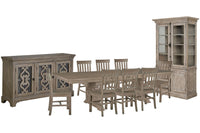 Magnussen Home Tinley Park Dove Tail Grey Extendable Rectangular Dining Table With 8 Side Chairs Server And Dining Cabinet