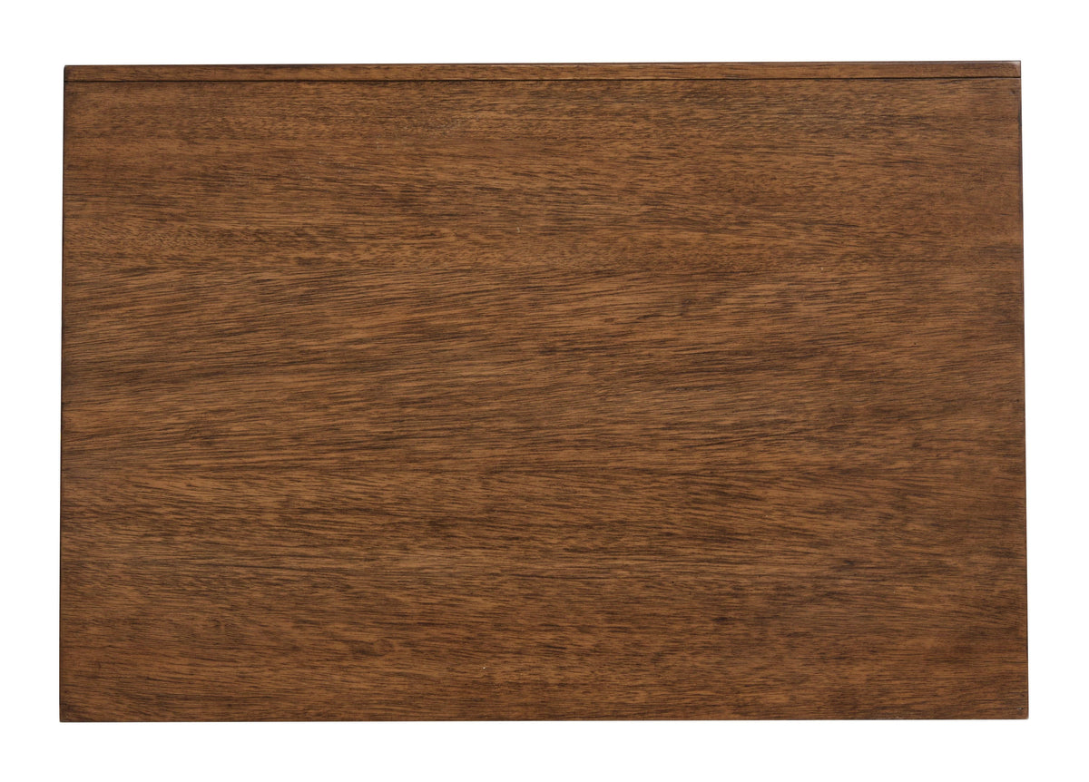 Magnussen Home Ridgefield Russet Queen Upholstered Panel Storage Bed With Open Nightstand