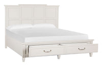 Magnussen Home Willowbrook Egg Shell White California King Panel Storage Bed With Open Nightstand