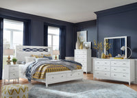 Magnussen Home Springhouse Whisper White King Upholstered Panel Storage Bed