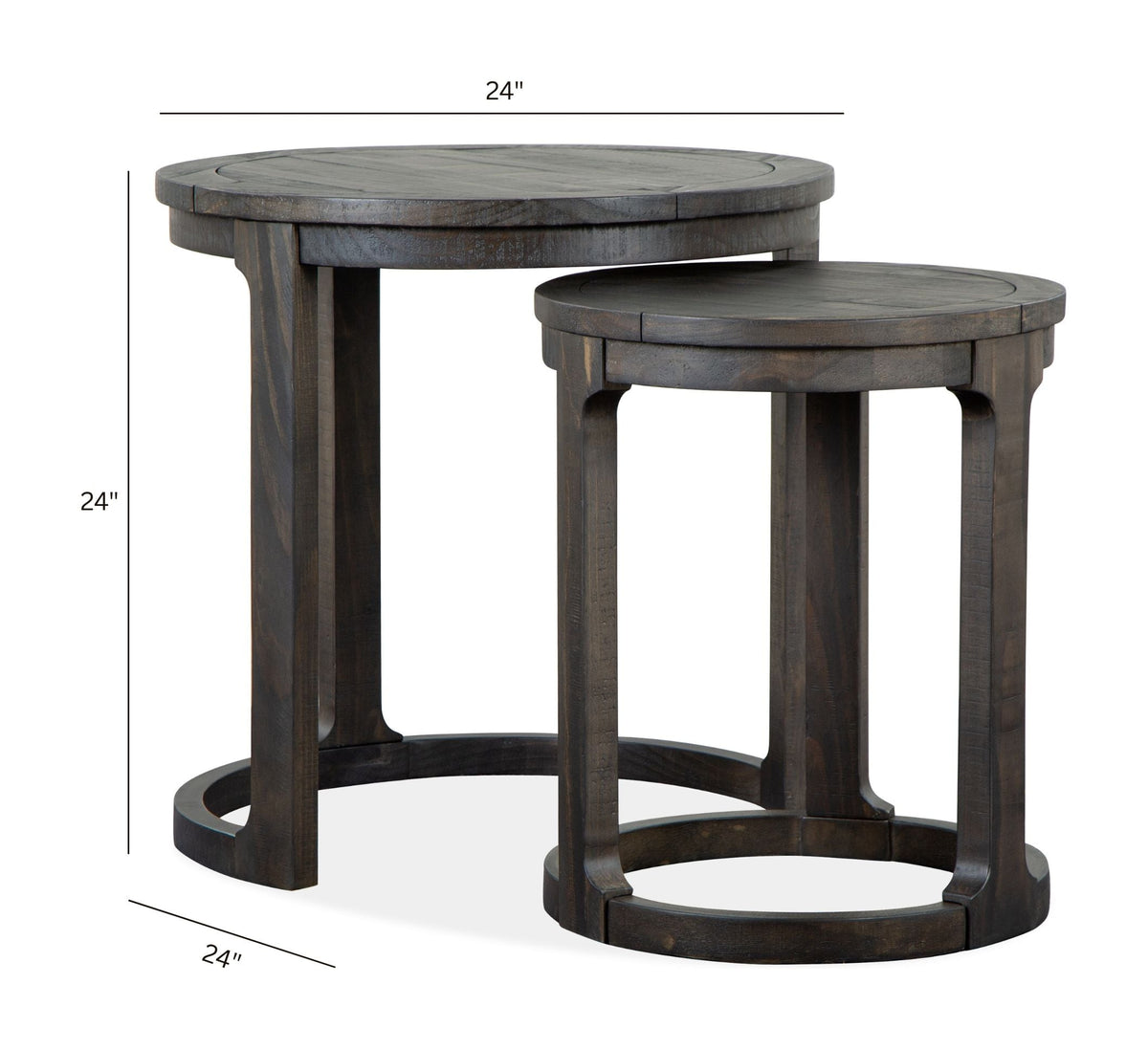 Magnussen Home Boswell Peppercorn Round Cocktail Table With 2 Nesting End Table