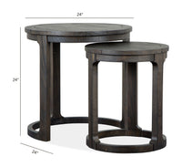 Magnussen Home Boswell Peppercorn Round Cocktail Table With 2 Nesting End Table