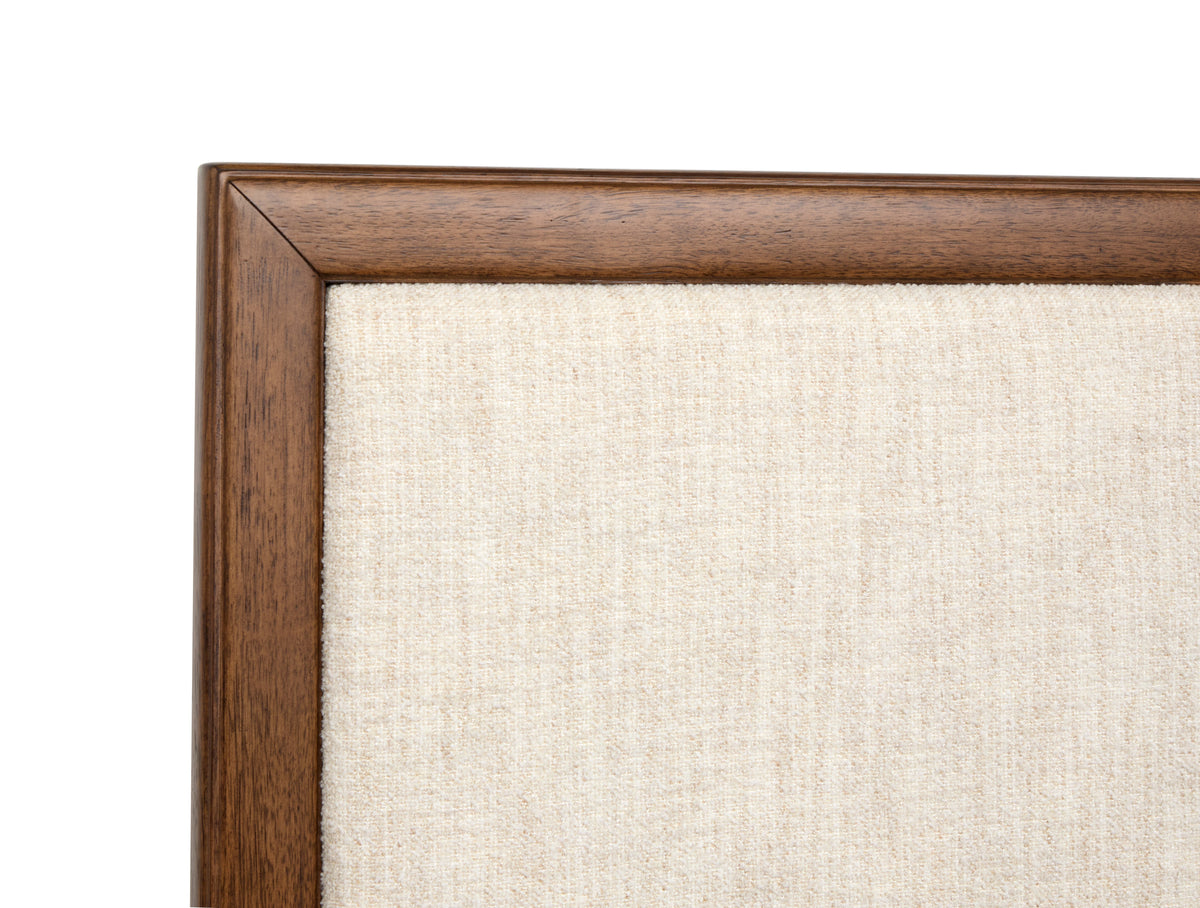 Magnussen Home Ridgefield Russet Queen Upholstered Panel Storage Bed With Open Nightstand