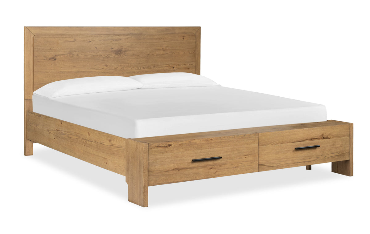 Magnussen Home Davenport Rustic Caramel King Panel Storage Bed With Nightstand