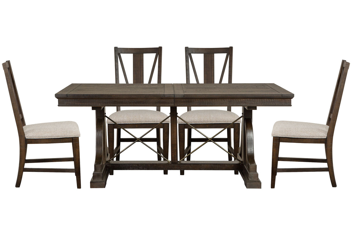 Magnussen Home Westley Falls Graphite Extendable Trestle Dining Table With 4 Side Chairs
