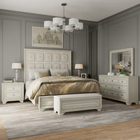 Pulaski Camila Creamy White Queen Upholstered Bed With Nightstand