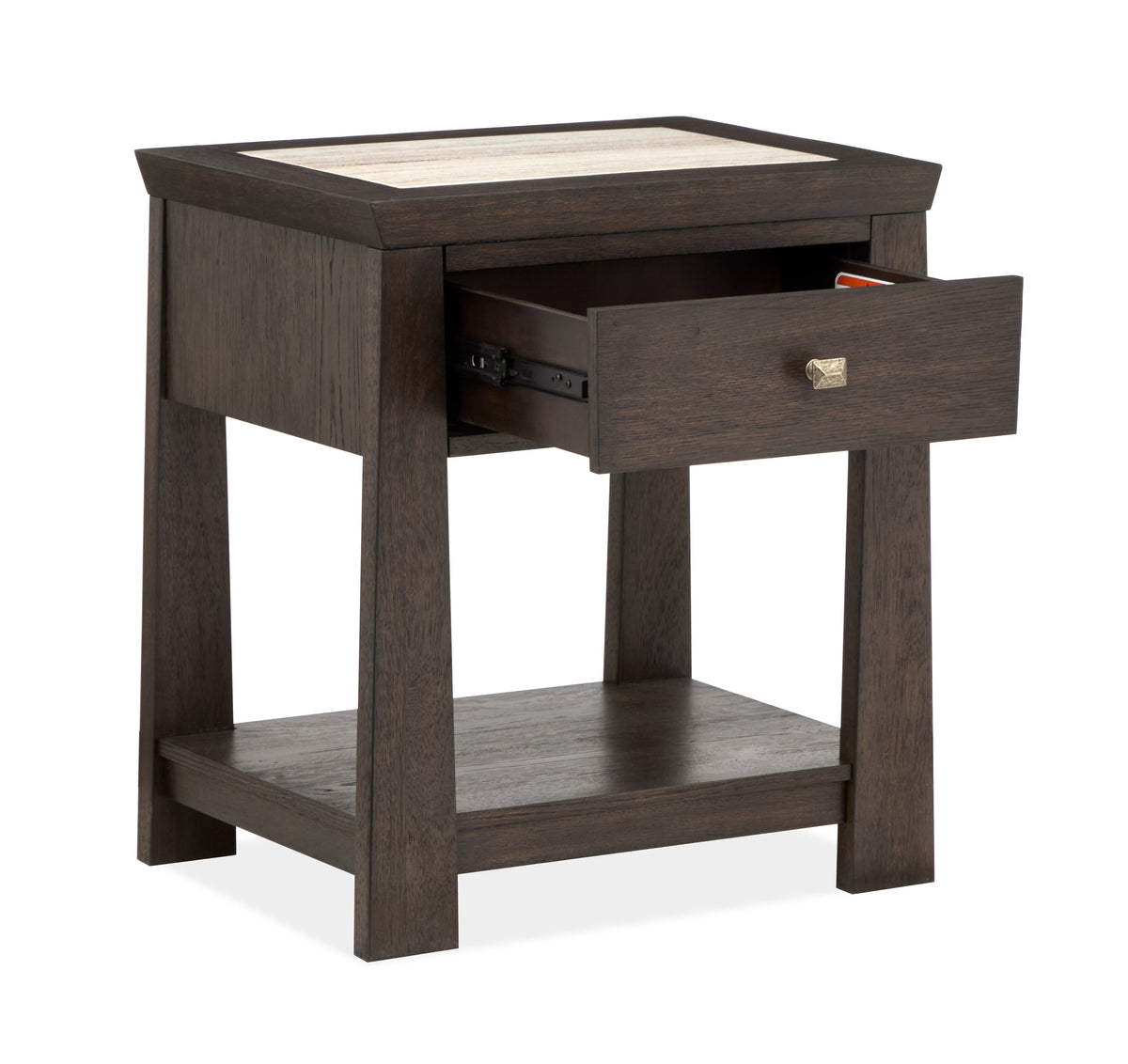 Magnussen Home Tauren Coffee Bean Queen Panel Bed With Open Nightstand