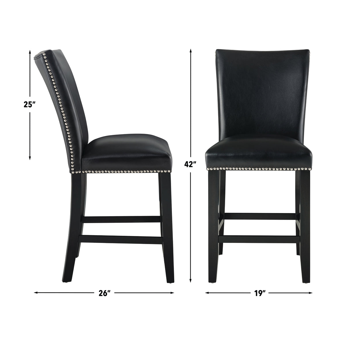 Camila 5PC Rectangle Counter Set Black Chair