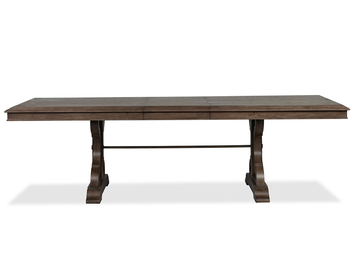 Magnussen Home Jubilee Brown Extendable Trestle Dining Table With 6 Arm Chairs