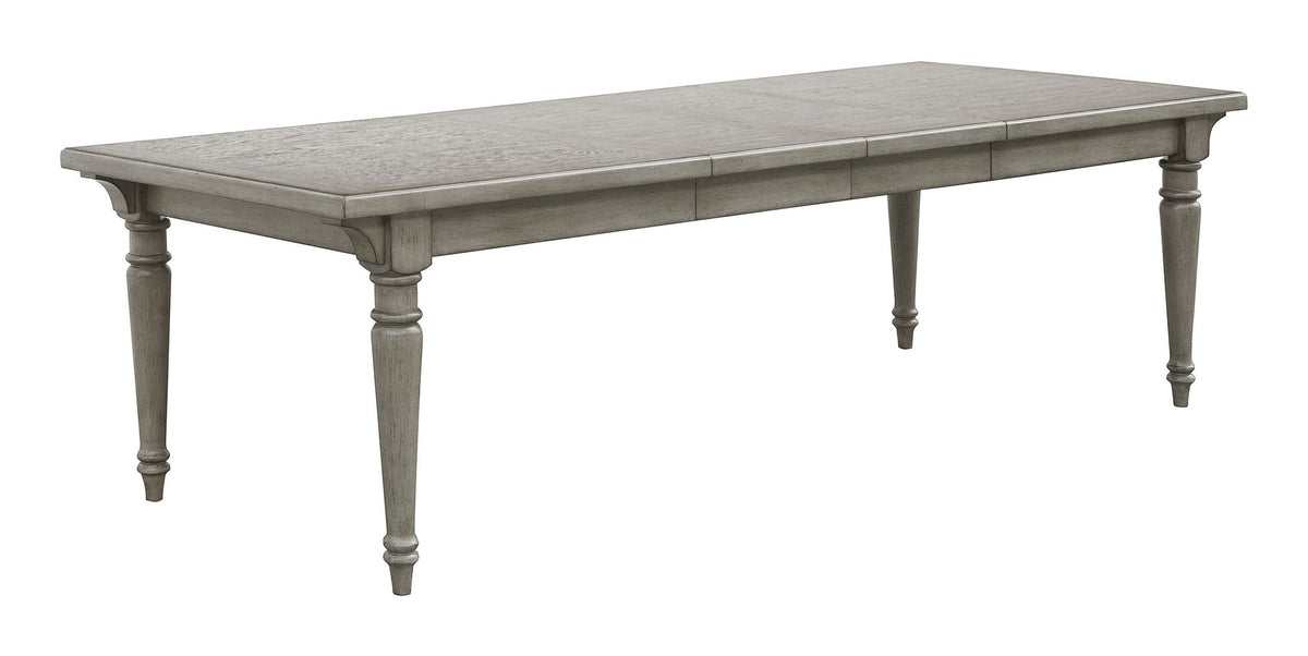 Pulaski Madison Ridge Bluff Grey Farmhouse Leg Dining Table With 4 Side Chairs And Server