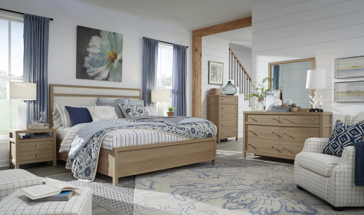 Magnussen Home Merrifield Sandstone Beige King Upholstered Panel Bed
