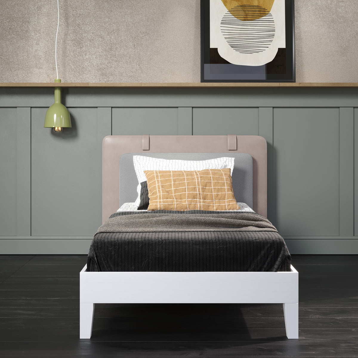 Nix White Solid Wood Platform Bed, Twin