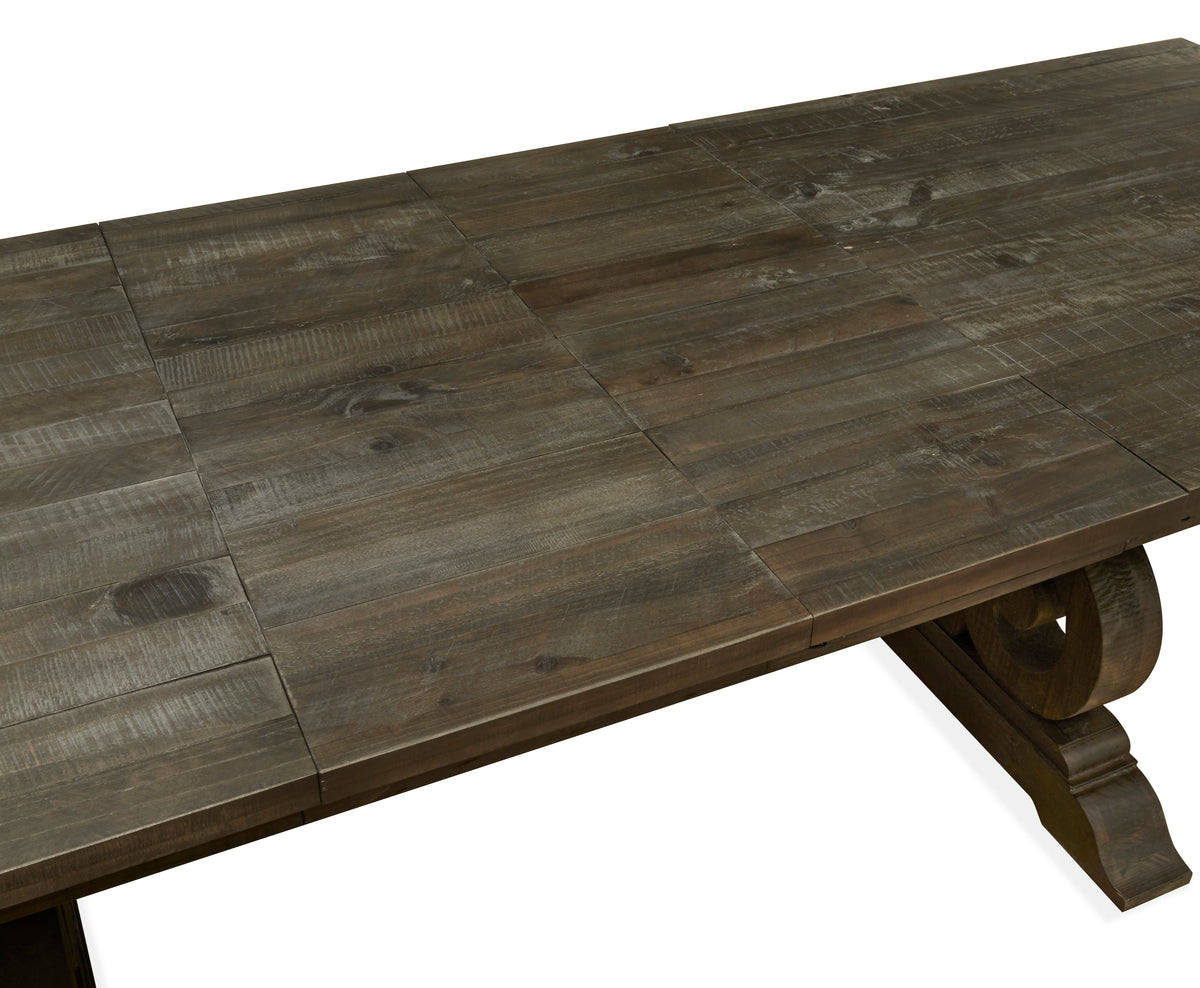 Magnussen Home Bellamy Peppercorn Extendable Rectangular Dining Table With 2 Side Chairs 2 Host Chairs And Bench