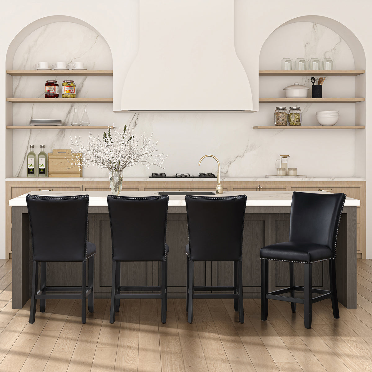Camila 5PC Rectangle Counter Set Black Chair