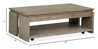 Magnussen Home Conrad Stone Harbor Grey Rectangular Lift Top Storage Cocktail Table With 2 End Table And Sofa Table