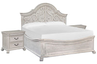 Magnussen Home Bronwyn Alabaster King Shaped Panel Bed With 2 Nightstands