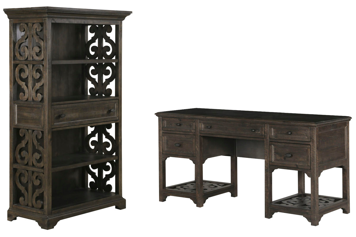 Magnussen Home Bellamy Peppercorn Desk With Bookcase