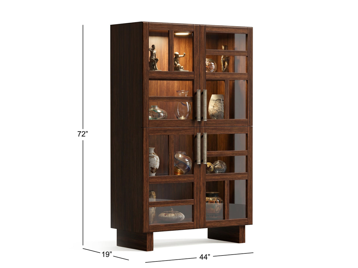 Magnussen Home Reena Rich Brown Extendable Trestle Dining Table With 2 Side Chairs 2 Host Chairs Bench Sideboard And Display Cabinet